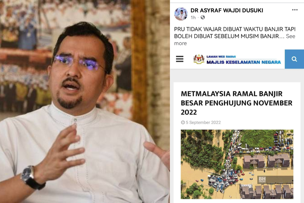 Asyraf dalam hantaran di Facebook berpandangan PRU15 masih sempat diadakan sebelum musim banjir tahun ini.