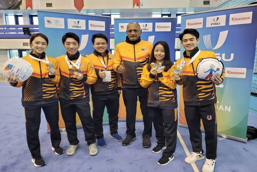 Atlet IPT membuktikan keunggulan apabila meraih tiga pingat emas dalam sukan wushu FISU di Samsun, Turkin pada Sabtu. Foto Kementerian Pengajian Tinggi