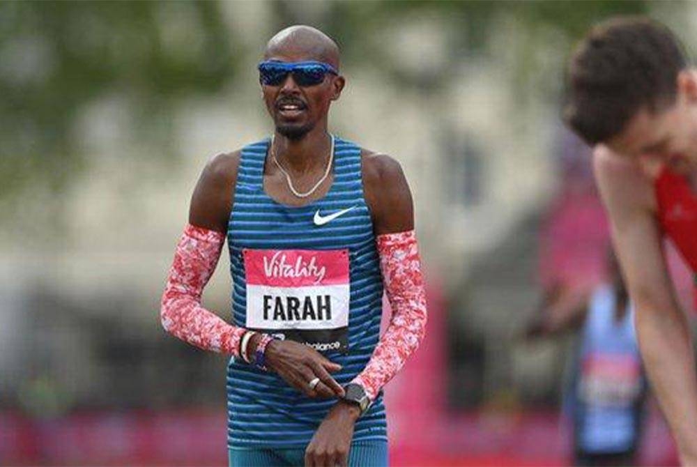 Mo Farah terpaksa menarik diri daripada Maraton London ekoran kecederaan di bahagian pinggul. - Foto Agensi