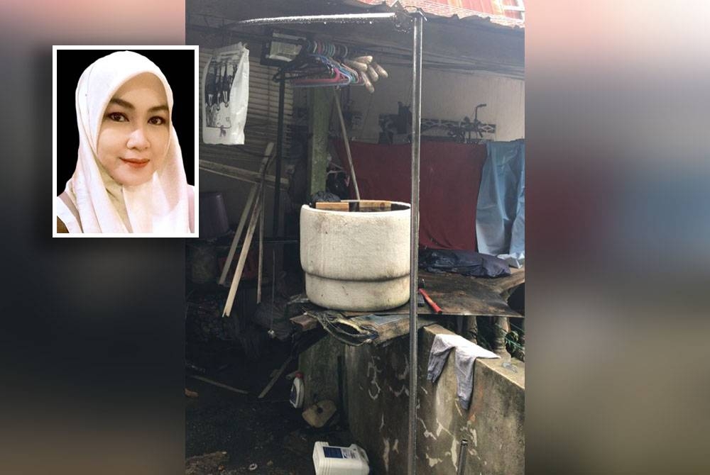 Wayar elektrik yang ada pada bumbung rumah dan bersambung dengan ampaian baju menjadi punca kedua-dua mangsa meninggal dunia akibat renjatan elektrik. Gambar kecil: Norazlin Syahidah