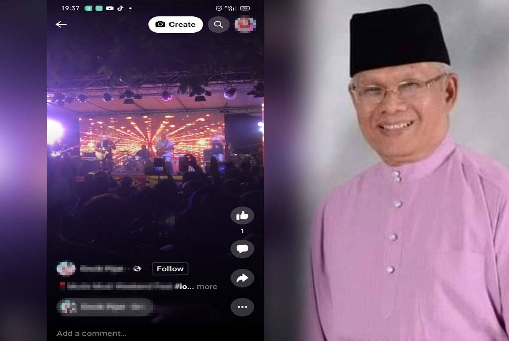 Tangkap layar berhubung penganjuran konsert di dataran berhadapan Masjid Zahir, Alor Setar pada Sabtu. Najmi Ahmad (gambar kanan)