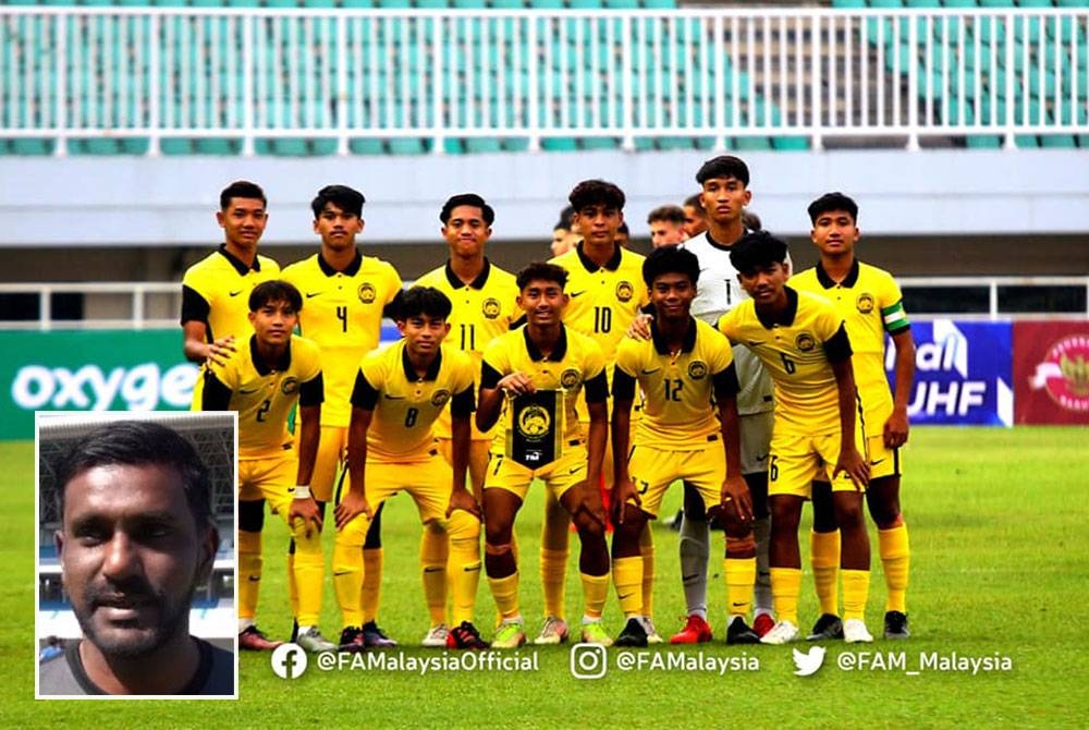 Pemain Harimau Muda B-16 yang menggalas cabaran negara di Kelayakan Piala Asia B-17 2023. Gambar kecil: Osmera