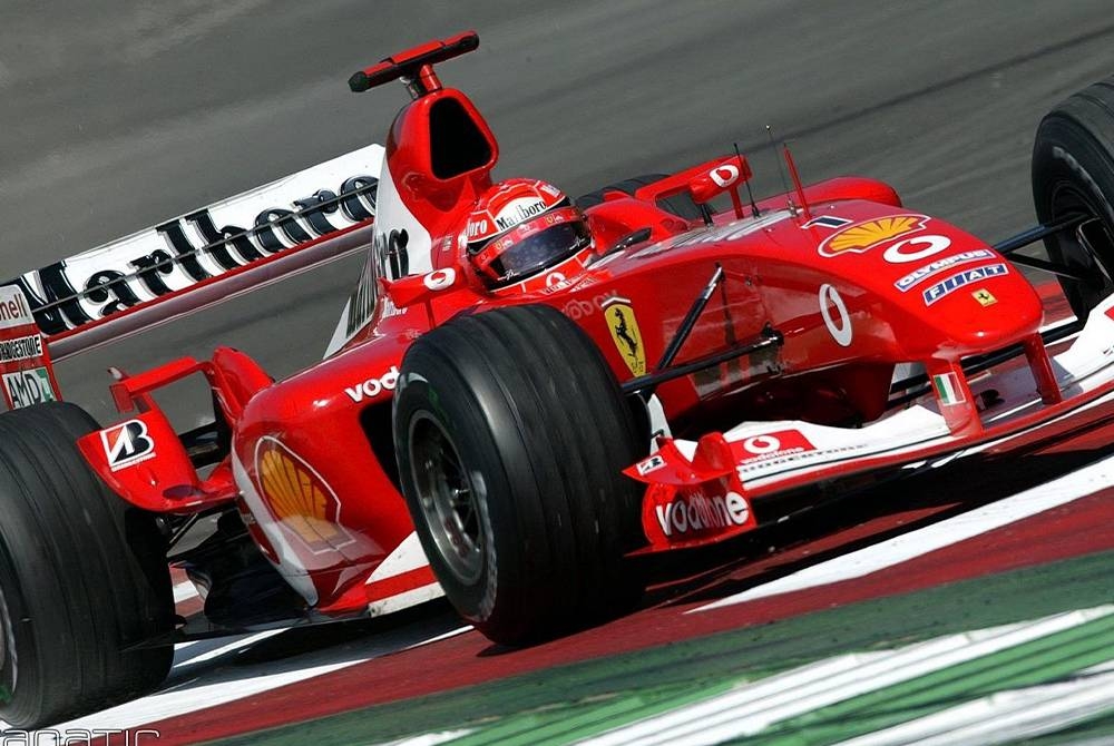 Kereta model F2003-GA memacu Schumacher memenangi lima perlumbaan semasa memburu kejuaraan dunia pada edisi 2003. - Foto Agensi