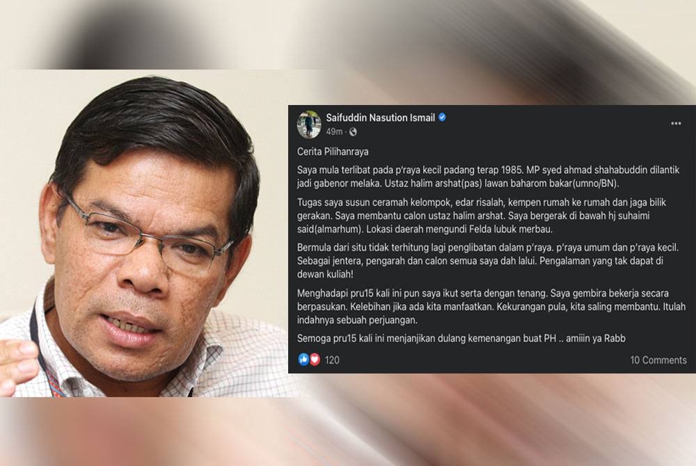 Tangkap layar Facebook Saifuddin Nasution pada Selasa.