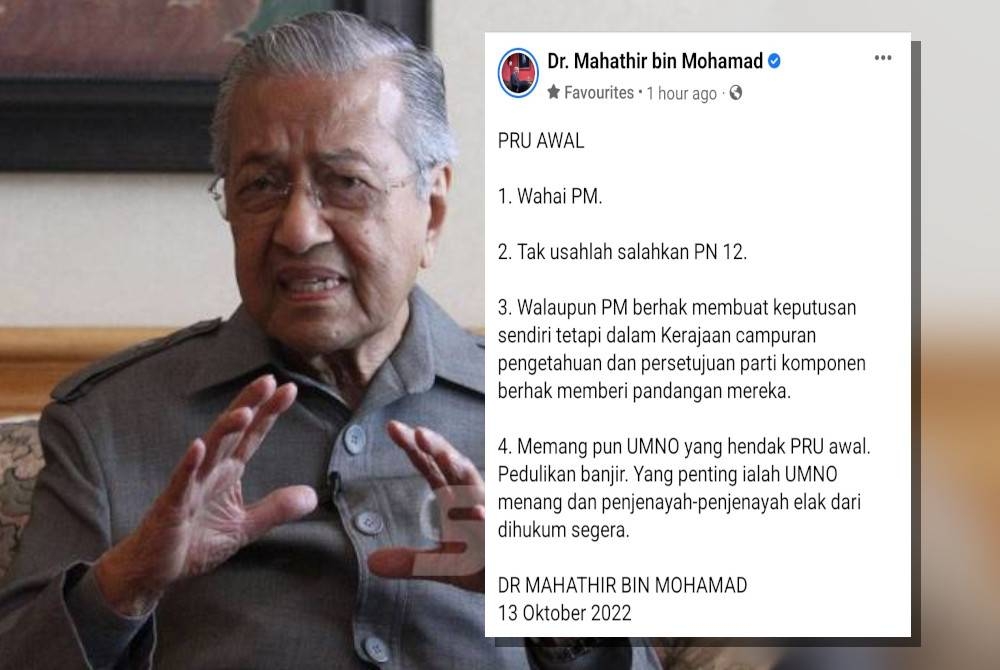 Hantaran Tun M di Facebook beliau pada Khamis.