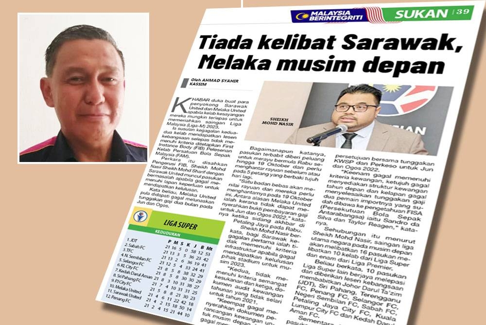 Laporan Sukan Sinar pada Khamis. GAMBAR KECIL: MOHD SADEK