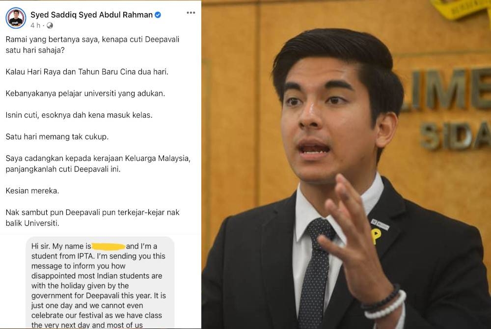 Hantaran Syed Saddiq di Facebooknya pada Ahad.