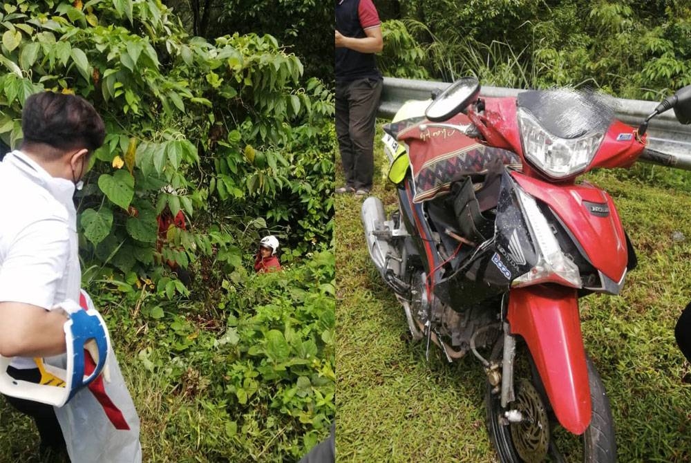 Anggota bomba ketika menajalankan kerja-kerja menyelamat mangsa yang tercampak. Foto JBPM