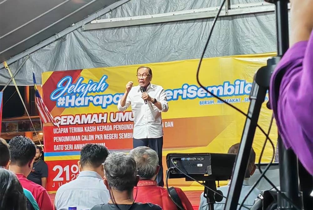 Anwar berucap ketika Jelajah Harapan Negeri Sembilan pada Jumaat.