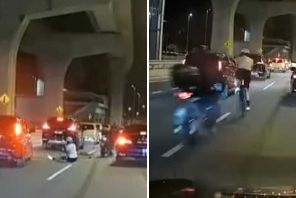 Rakaman video tular berdurasi 36 saat memaparkan seorang penunggang basikal cedera dilanggar sebuah motosikal di Jalan Putra Permai pada Khamis lalu.