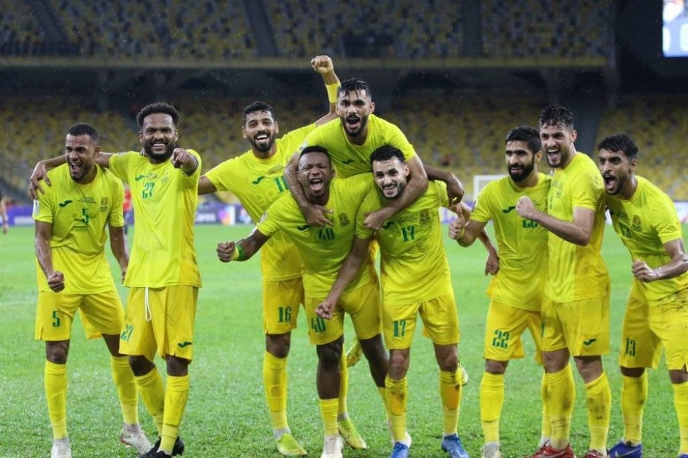 Pemain Al-Seeb meraikan jaringan yang dihasilkan ketika menentang KL City pada Final Piala AFC di Stadium Nasional Bukit Jalil.