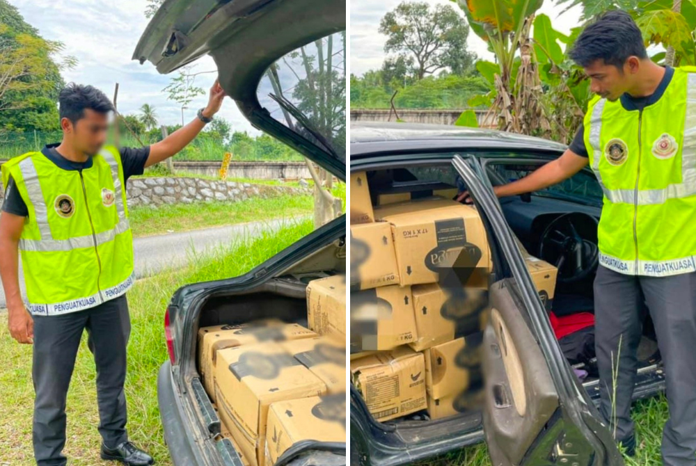 Minyak masak dalam sebuah kereta dipercayai untuk diseludup ke negara jiran. - Foto KPDNHEP