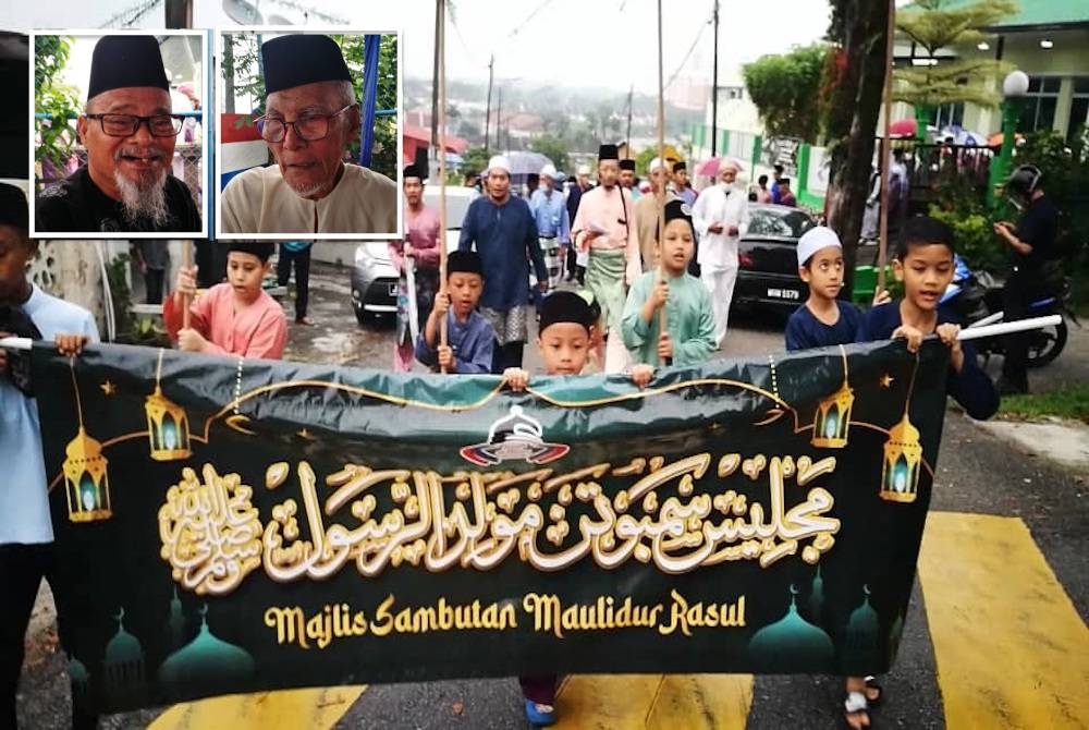 Golongan muda turut menyertai perarakan mini sempena meraikan sambutan Maulidur Rasul dan perasmian bangunan baharu surau Al-Husna, Taman Desa Rahmat, pada Isnin. (Gambar kecil dari kiri: Zohaiman dan Hisham)