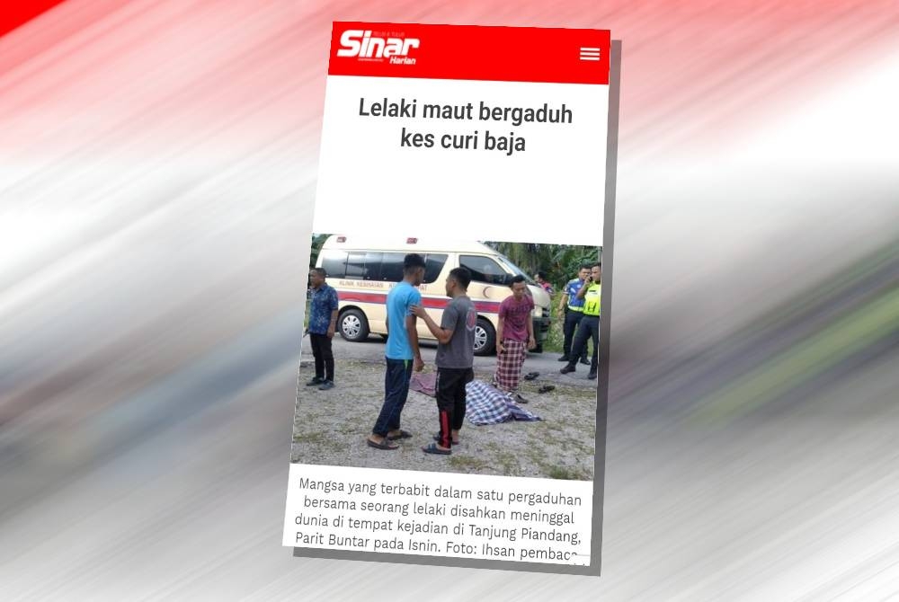 Laporan Sinar Harian pada Isnin.