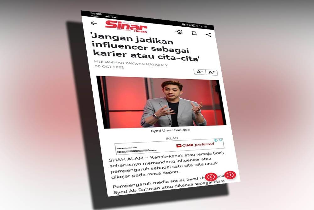 Laporan Sinar Harian pada Ahad