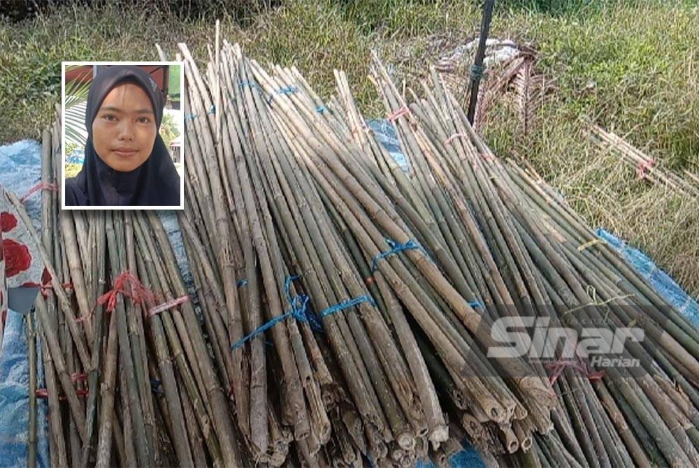 Rulita Sari (gambar kecil) menerima banyak tempahan buluh pada musim pilihan raya kali ini.