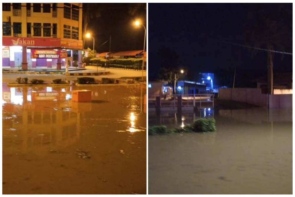 Keadaan sekitar Pekan Tanjong Karang awal pagi Ahad. - Foto JBPM Selangor