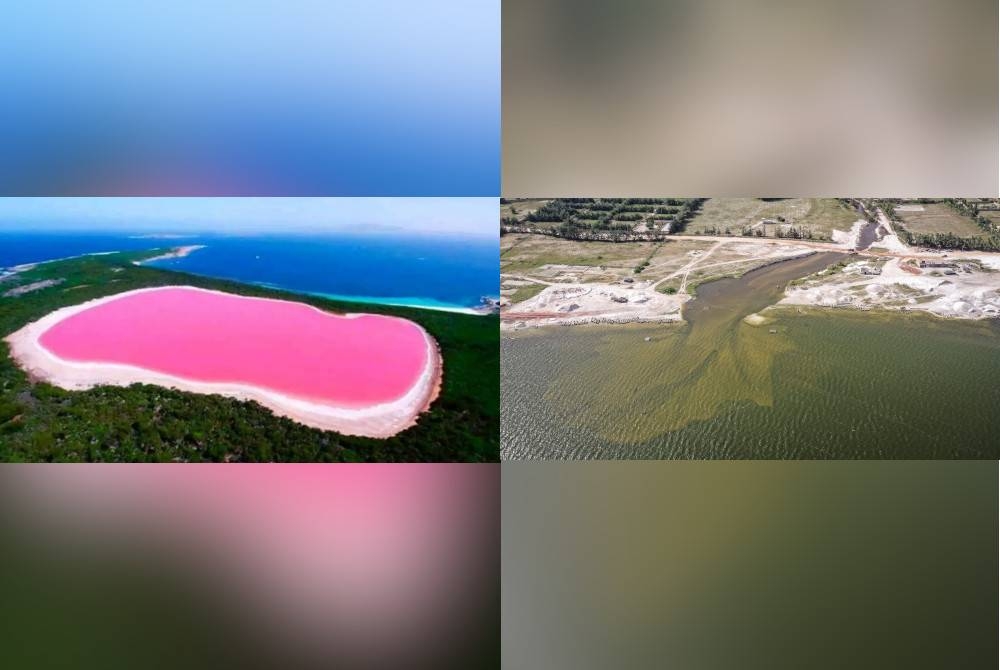 Tasik Retba atau Lac Rose yang merupakan tasik merah jambu terkenal di Senegal. 