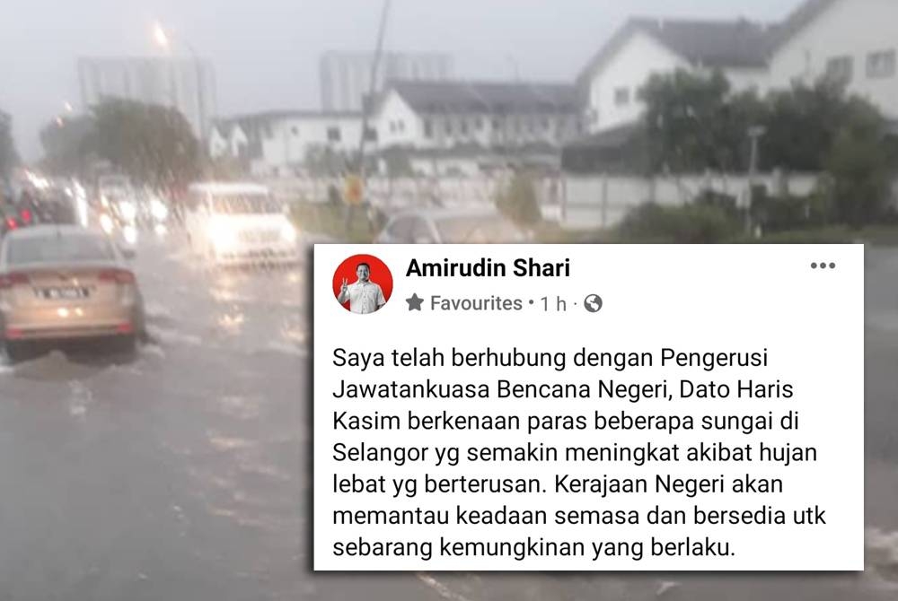 Amirudin menerusi kemas kini di Facebook memaklumkan kerajaan negeri memantau keadaan paras sungai dan bersiap sedia kemungkinan banjir.