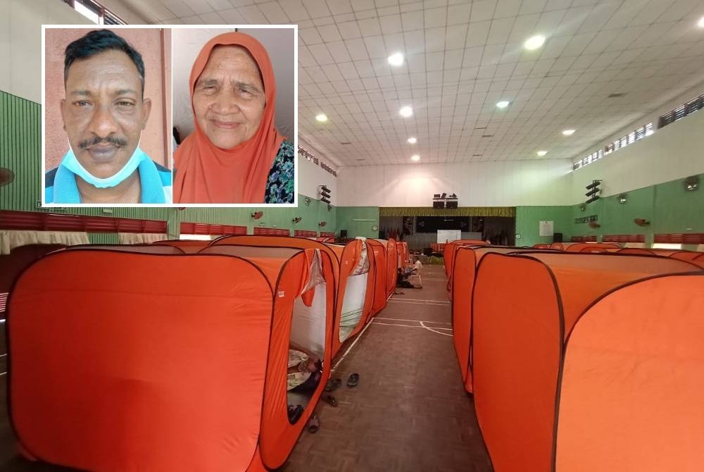 Seramai 93 mangsa daripada 26 keluarga ditempatkan di PPS Dewan SMK Abdul Rahman Talib susulan kejadian banjir sejak Sabtu. (Gambar kecil: Abdul Rahim, Saniah)