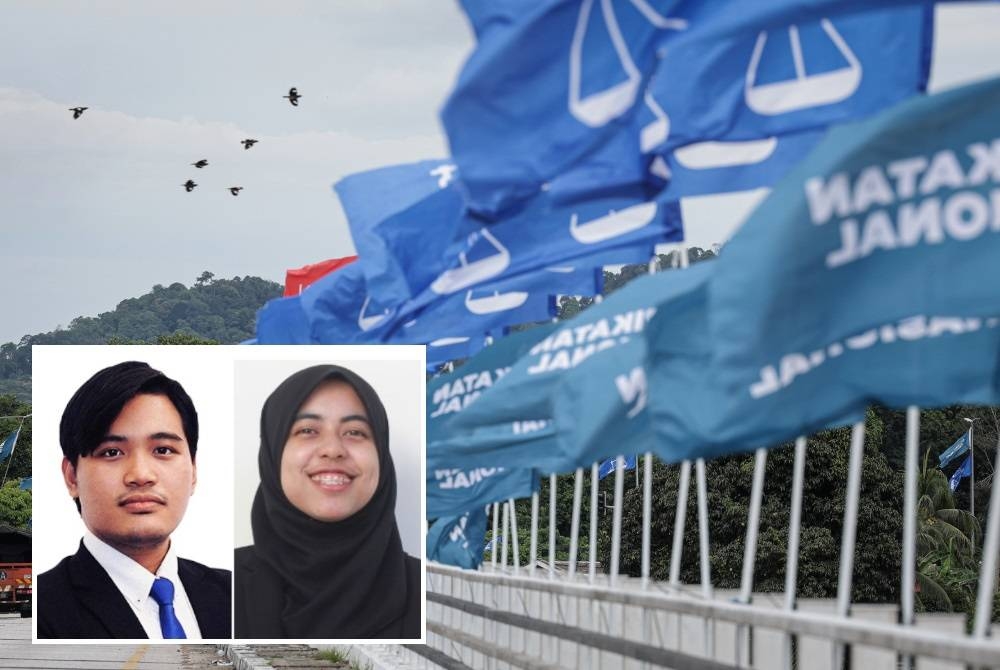 Deretan bendera parti politik menghiasi jalan sempena PRU15. (Gambar kecil: Huzayl, Siti Dayana)