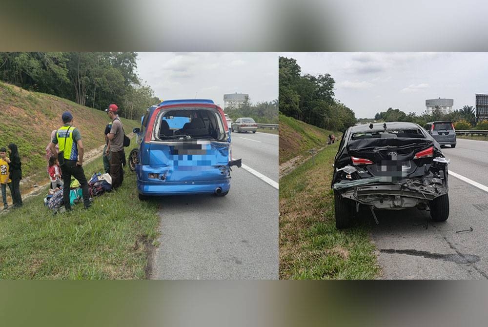 Antara kenderaan yang terlibat kemalangan di Kilometer 189.6 Lebuhraya Utara-Selatan arah selatan pada Jumaat.