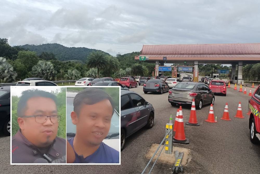 Aliran trafik Plaza Tol Gemuruh, LPT2 di Kuala Terengganu terkawal walaupun kenderaan makin bertambah pada jam 3.30 petang Jumaat. (Gambar kecil: Mohd Sani, Muhd Nor)