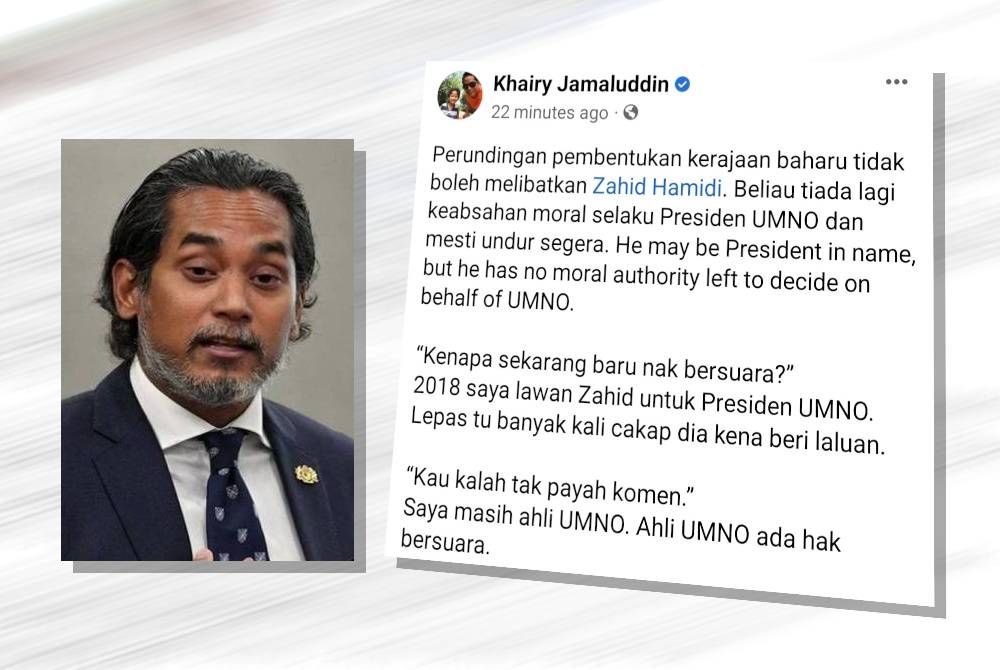 Tangkap layar kenyataan dimuat naik Khairy Jamaluddin di Facebook