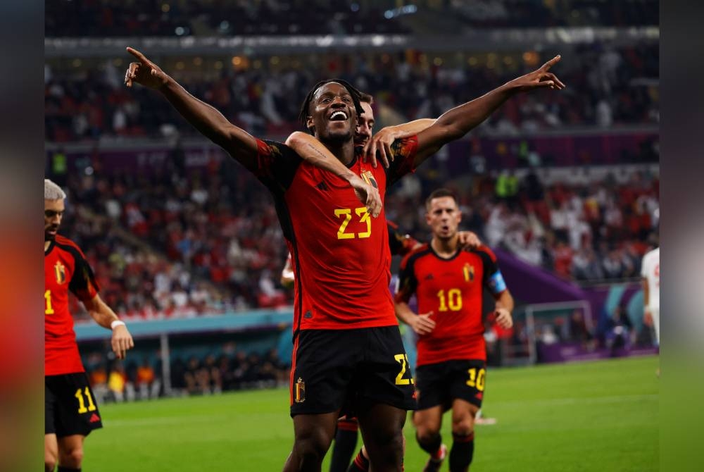 Batshuayi peledak gol tunggal Belgium ketika menjinakkan Kanada 1-0 dalam perlawanan Kumpulan F Piala Dunia Qatar 2022 di Stadium Ahmad bin Ali Stadium, Doha. - Foto EPA