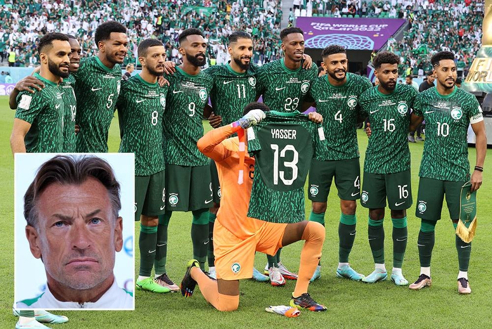 Arab Saudi akan menentang Mexico dalam aksi terakhir Kumpulan C Piala Dunia Qatar 2022 di Stadium Lusail pada Khamis. (Gambar kecil: Renard) - Foto EPA