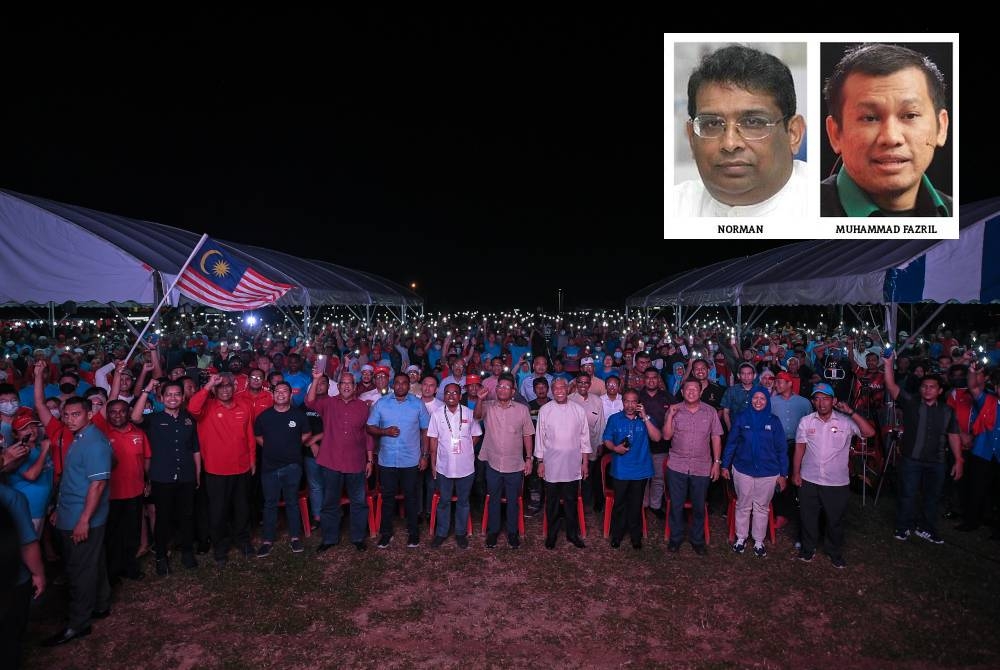 Barisan kepimpinan Pakatan Harapan dan Barisan Nasional ketika hadir membantu kempen Parlimen Padang Serai. - Foto Bernama