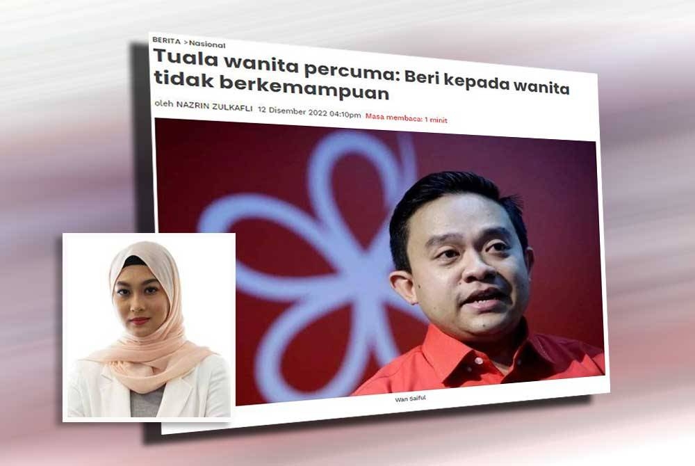 Ketua Penerangan Parti Pribumi Bersatu Malaysia (Bersatu), Datuk Wan Saiful Wan Jan sebelum ini berkata, pemberian tuala untuk memerangi kemiskinan haid itu sepatutnya diberikan kepada wanita yang tidak berkemampuan untuk membelinya. (Gambae kecil: Dr Nurul Ashikin)