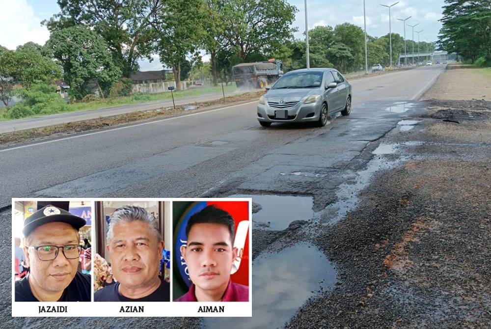 Keadaan Lebuhraya Pasir Gudang yang berlubang dan tidak rata walaupun sudah ditampal mengundang risiko kemalangan kepada pengguna jalan raya terutama motosikal.