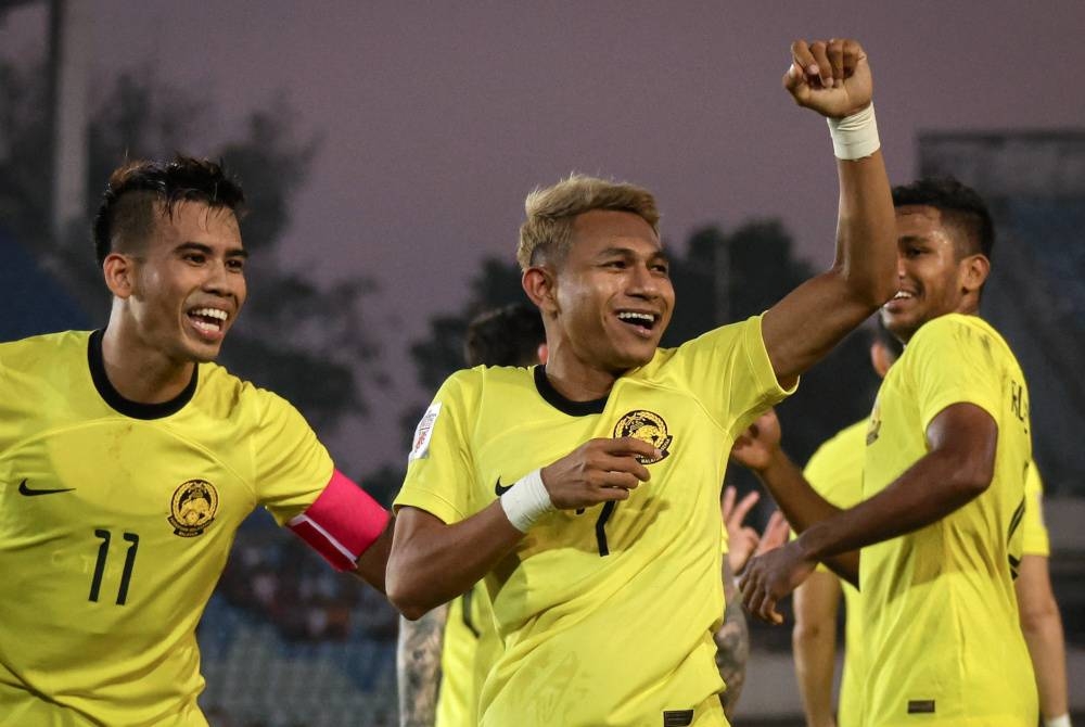 Mohamad Faisal raikan jaringan gol pertama bagi pasukan Malaysia pada perlawanan kumpulan B AFF Mitsubishi Electric Cup 2022 antara Malaysia dan Myanmar di Stadium Thuwunna pada Rabu.