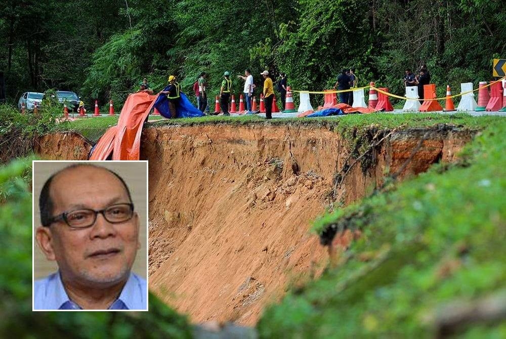 Jalan Batang Kali-Genting ditutup susulan insiden tanah runtuh mengorbankan 31 nyawa dalam kejadian 16 Disember lalu. Gambar kecil: Izham