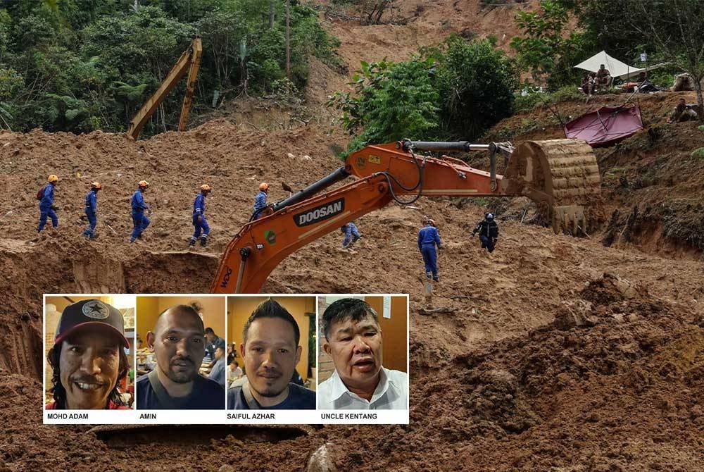 Suasana di lokasi tragedi tanah runtuh di tapak perkhemahan Father’s Organic Farm, Gohtong Jaya. Foto Bernama.