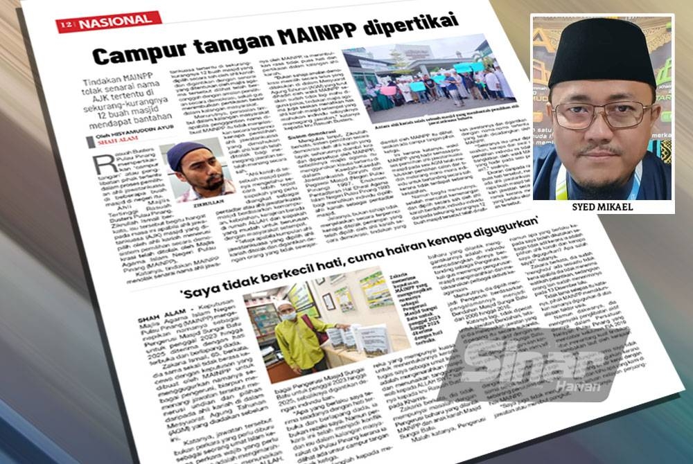 Keratan akhbar Sinar Harian pada Jumaat.