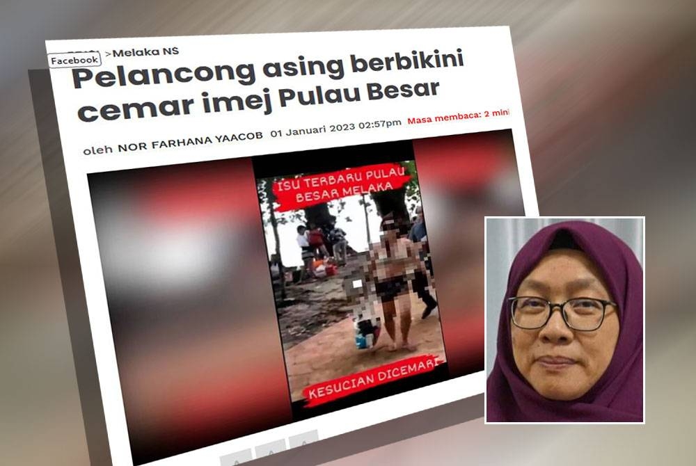 Norzaimeen (gambar kecil) dan laporan Sinar Harian.