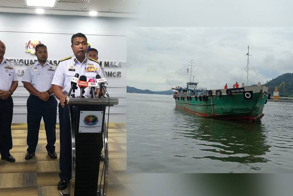 Nurul Hizam (kiri). Sebuah kapal Kargo MV Dai Cat 06 hilang sejak 10 hari lalu dan kali terakhir dikesan berdekatan 0.2 batu nautika dari sempadan perairan Johor pada 1 Januari lalu.