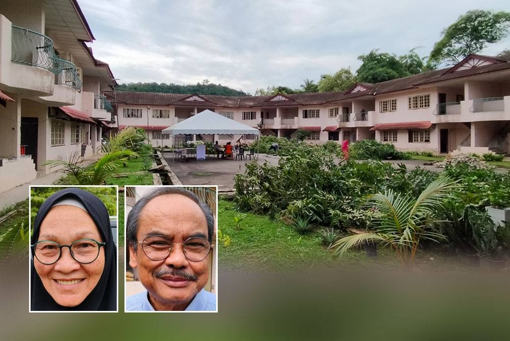 Bangunan unit penginapan untuk Pondok Warga Emas At-Tahwil di Cherating Bay Resort yang siap dibersihkan dan dalam proses baik pulih. Gambar kecil dari kiri: Fatimah Awang Lah, Ramli Nordin