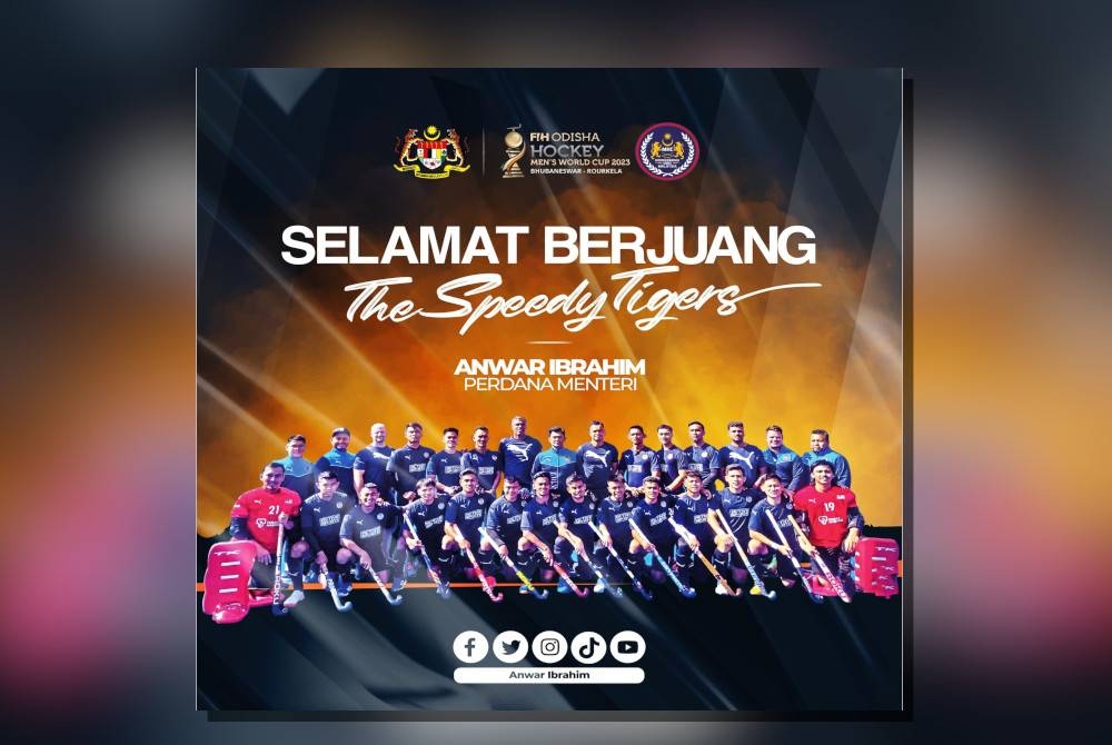 Anwar mengucapkan selamat berjuang kepada skuad hoki negara yang akan memulakan aksi Piala Dunia 2023 di Bhubaneswar dan Rourkela, India. - Foto Facebook Anwar Ibrahim