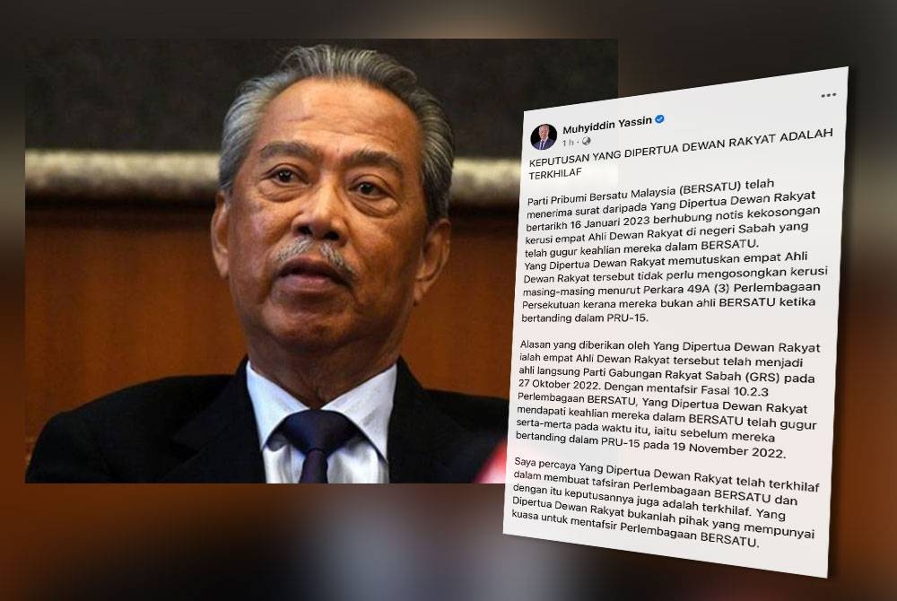 Kenyataan Muhyiddin pada Selasa.