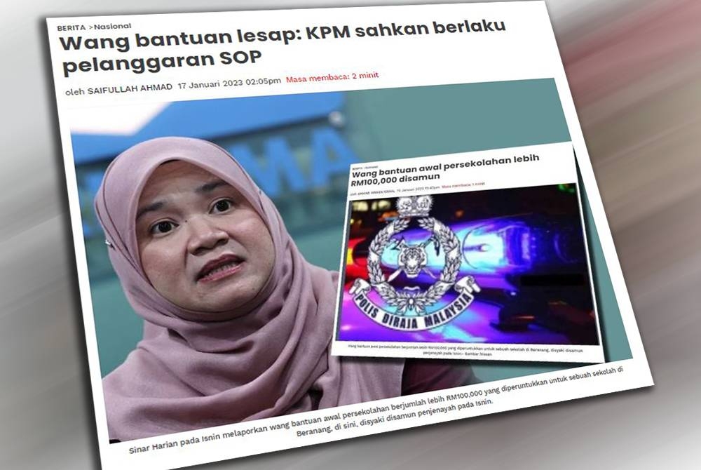 Kementerian Pendidikan Malaysia (KPM) mengesahkan berlaku pelanggaran prosedur operasi standard (SOP) berhubung insiden samun wang tunai RM109,000 bagi Bantuan Awal Persekolahan di Semenyih, Selangor pada Isnin.