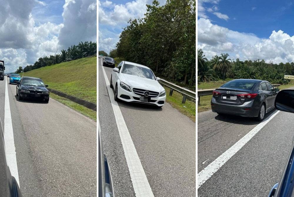 Lebih 100 kenderaan dikesan memandu di lorong kecemasan di Lebuhraya Utara-Selatan dari Johor Bahru ke Putrajaya. - Foto Facebook JPJ