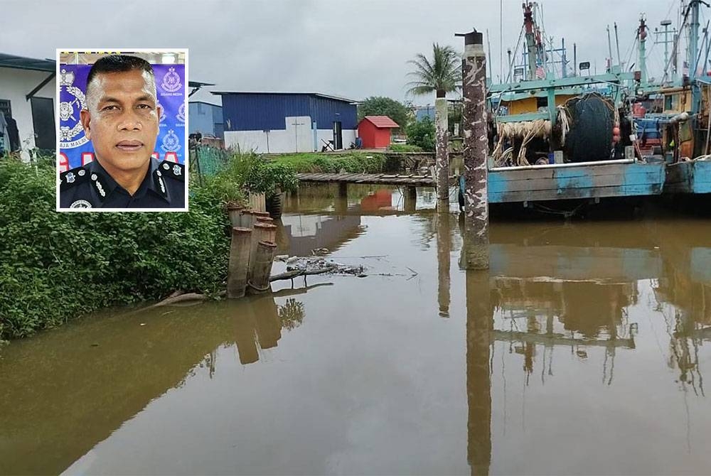 Jeti Tanjung Punai,Batu 3 dipercayai lokasi mangsa terjatuh ketika lari dari serbuan polis pada Jumaat (Gambar kecil: Wan Mohd Zahari)