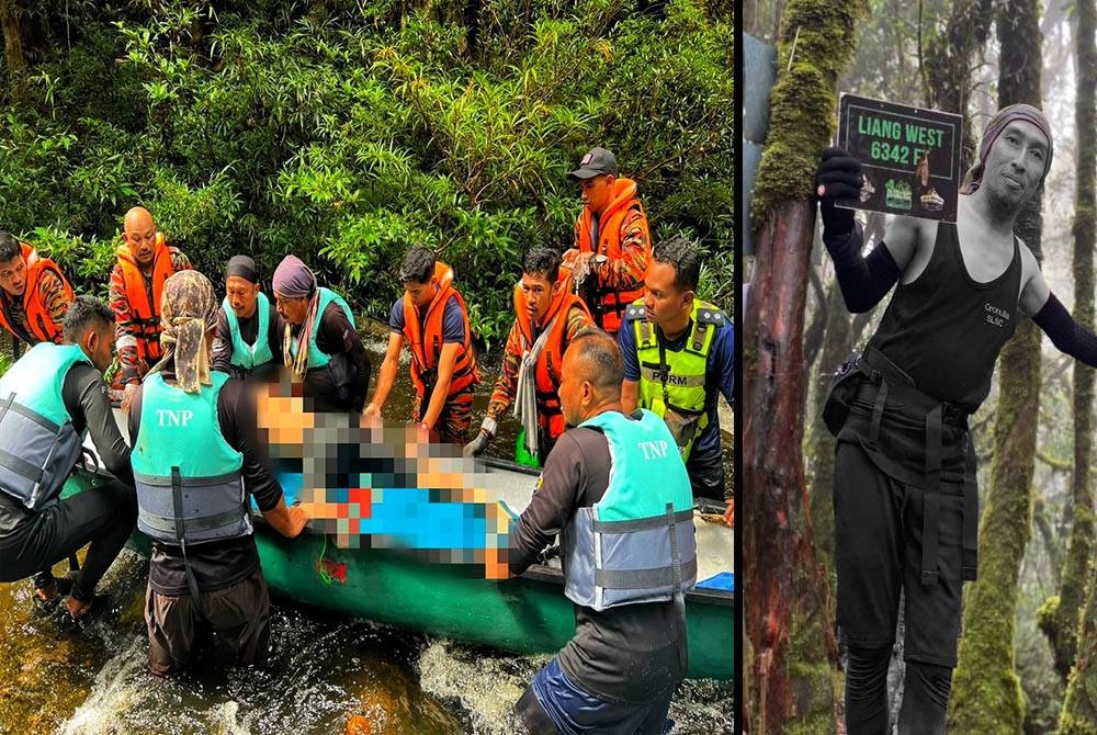 Mayat mangsa dihantar ke Hospital Kuala Lipis untuk bedah siasat - Gambar ihsan PDRM (Gambar kanan : Arwah Haniff Harun atau dikenali sebagau Hans)