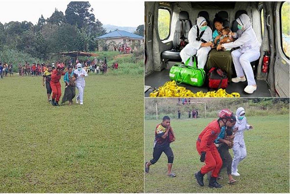 Unit Udara JBPM melakukan penerbangan pemindahan perubatan (Medevac) bagi membawa seorang kanak-kanak perempuan Orang Asli yang sesak nafas, batuk dan selesema sejak tiga hari lepas dari Pos Balar di sini mendapatkan rawatan di Hospital Gua Musang, pada Isnin. - Foto Bernama