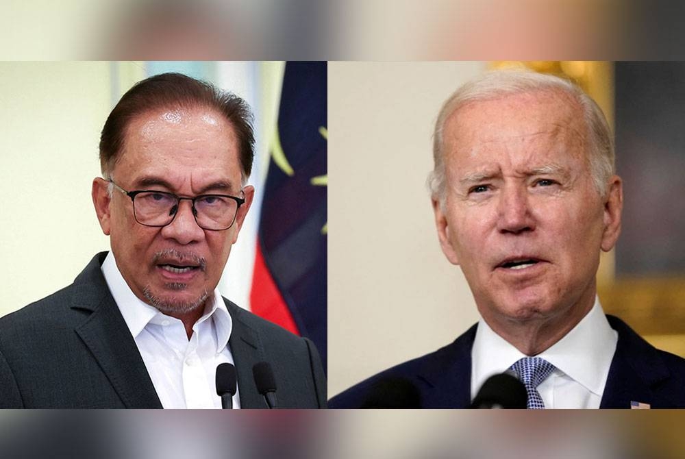 Gambar dari kiri: Anwar dan Joe Biden