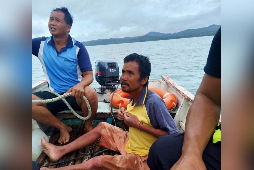 Jaikon diselamatkan pasukan keselamatan selepas terperangkap selama tiga hari di Pulau Laya-Laya di perairan Teringai, Kota Marudu.