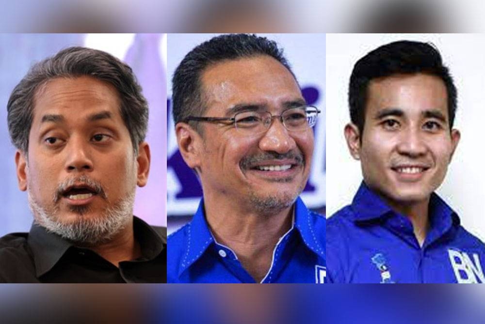 Gambar dari kiri: Khairy, Hishammuddin dan Shahril Sufian.